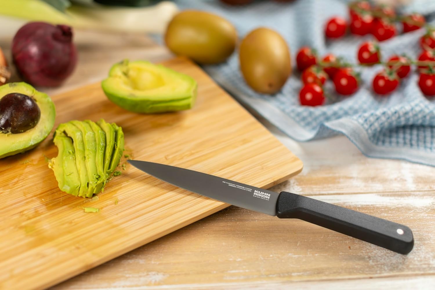 KUHN RIKON ICED Utility Knife 5.12 Inch, Ice Hardened German Stainless Steel, Razor Sharp Titanium Coated Blade, Precision Everyday Kitchen Knife