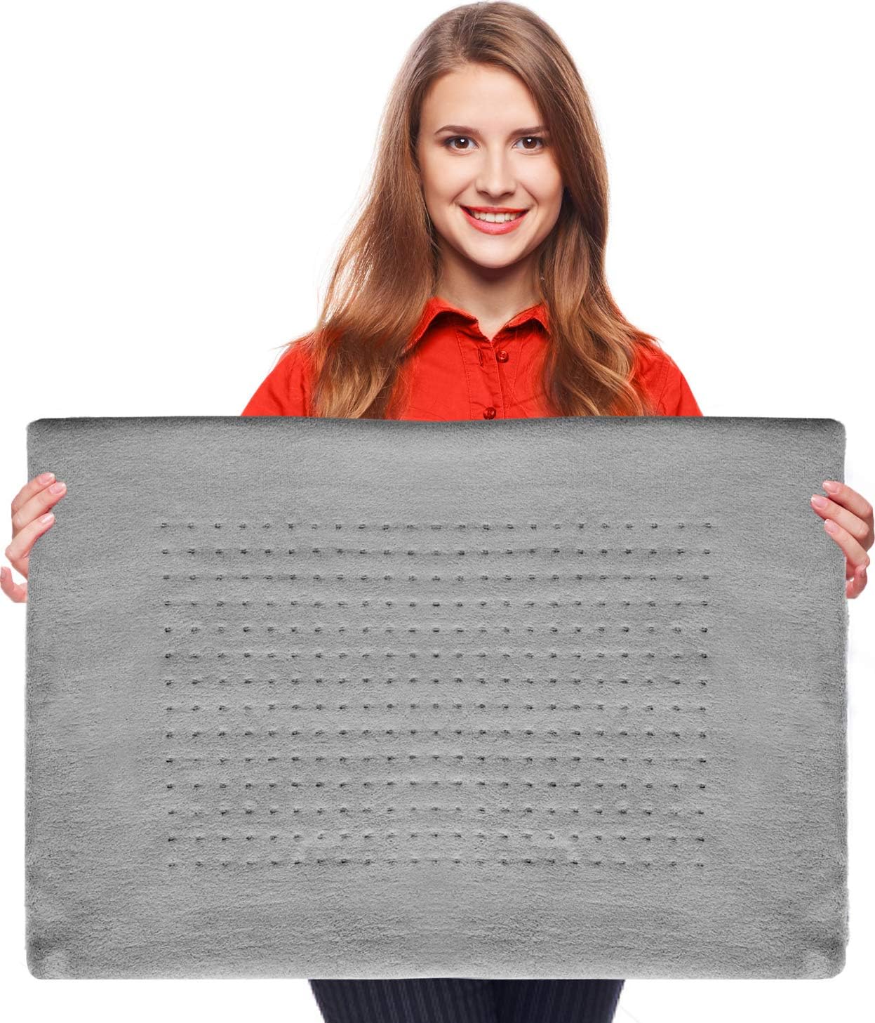 XXL Heating Pad - Electric Heating Pad for Moist and Dry Heat Therapy - Fast Neck/Shoulder/Back Pain Relief at Home (18" x 26"), GENIANI (Soft Gray)