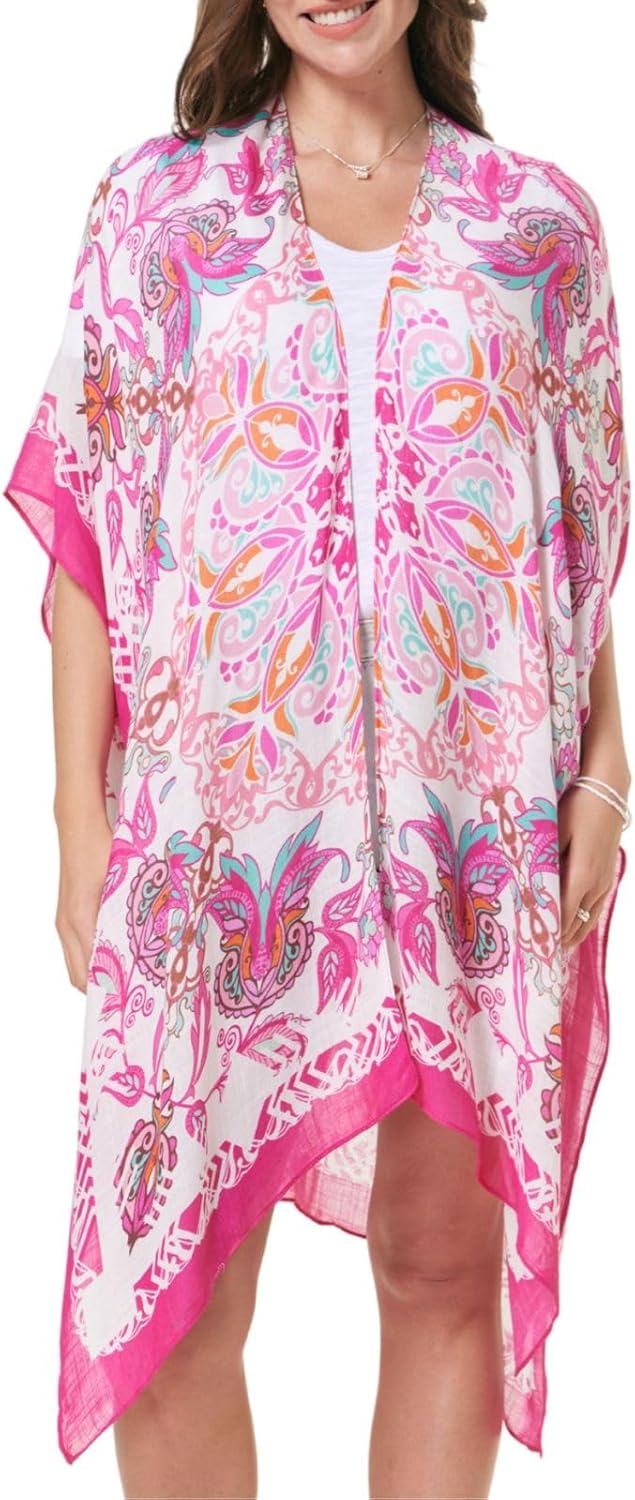Isurrender Kimonos for Women Lightweight Swimsuit Coverup Boho Floral Beach Cover Ups for Swimwear Casual Summer Cardigan