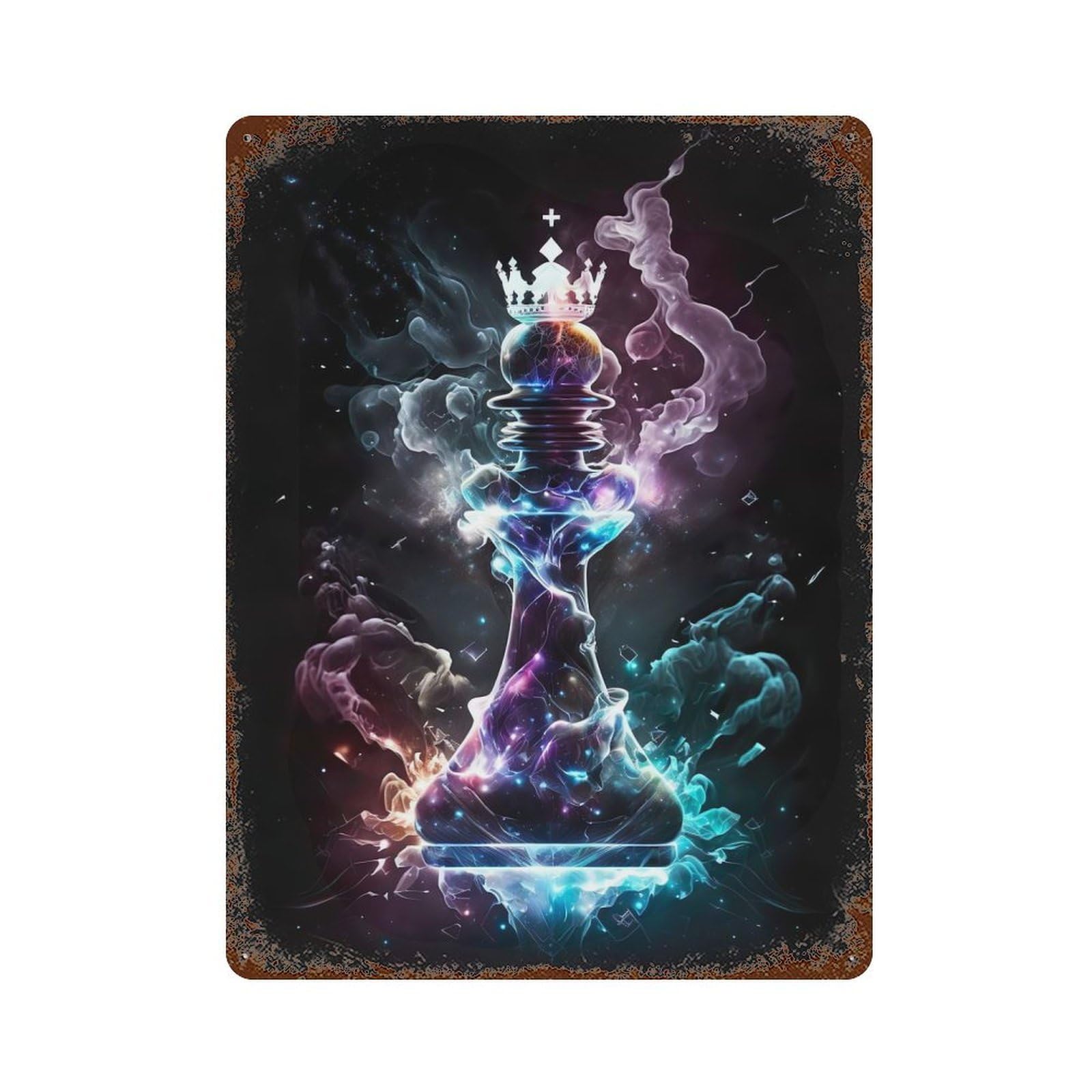 Decorative Tin Sign Chess Mystical Bishop 15.7"x11.8", Decorative Metal Wall Art for Garage, Bar And Workshop Decor
