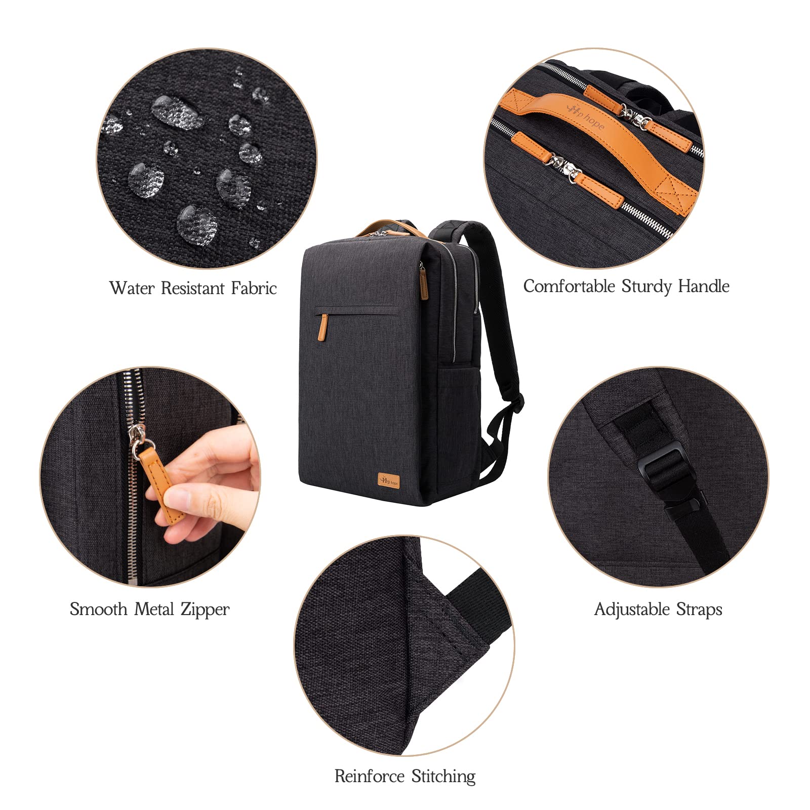 Hp hope Zaino da lavoro per uomo, zaino impermeabile da donna per zaino da scuola per laptop da 15,6 inch con porta di ricarica USB, zainetto antifurto da 22 litri per viaggi di lavoro, escursioni