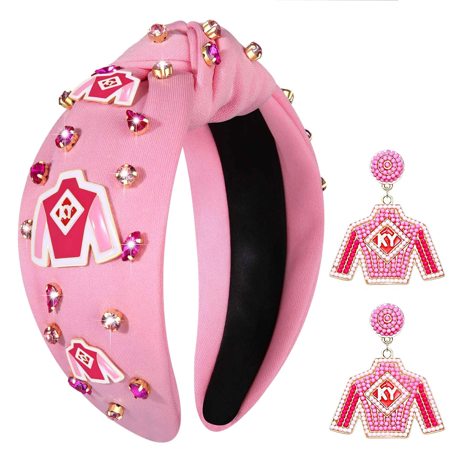 Embellished Red Run for the Roses Kentucky Derby Knot Bedazzled Headband Amazon.com : mokkia Women main image 3