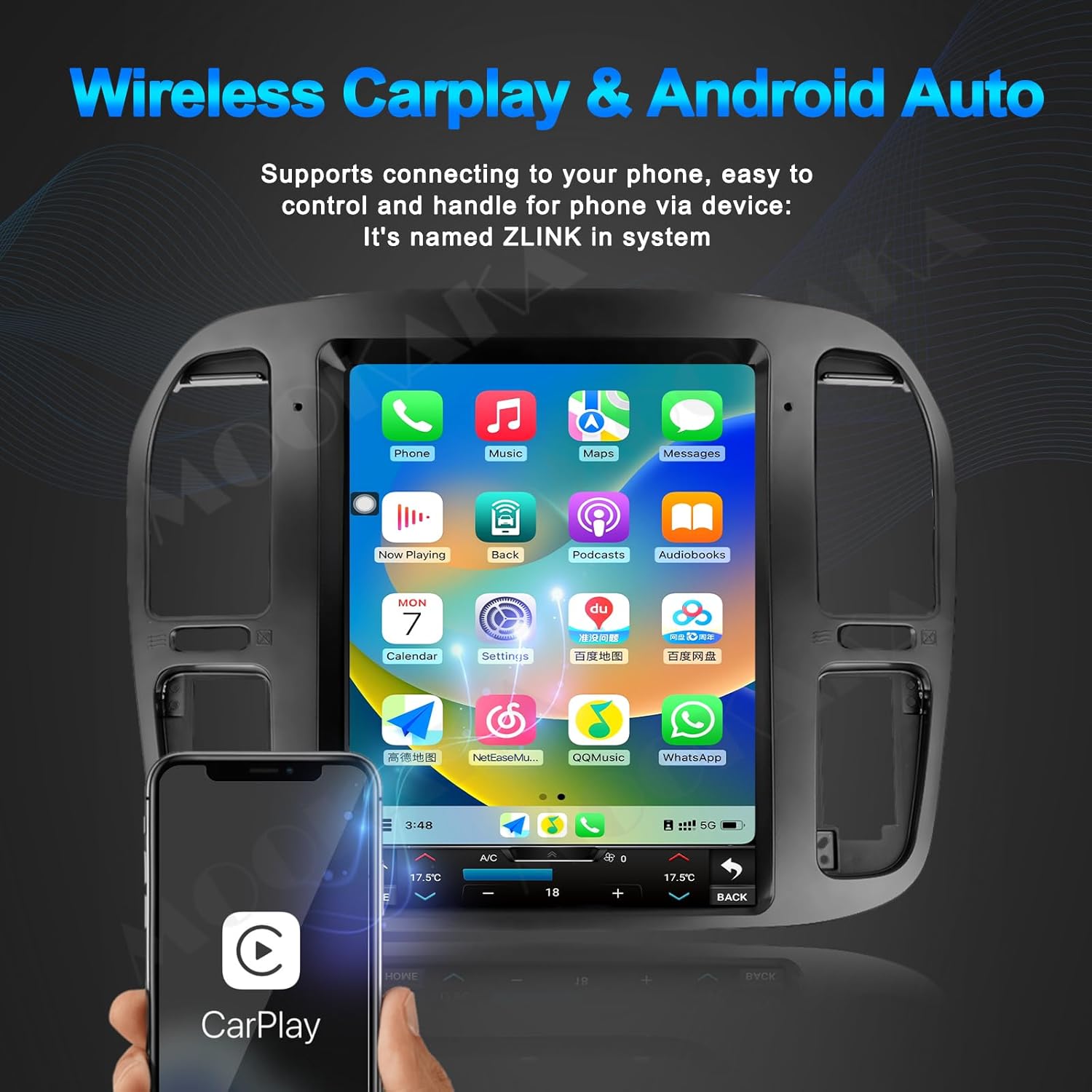 Android 13 Car Stereo GPS Navigation for Toyota Land Cruiser LC100 1998-2002/for Lexus LX470 Radio Replacement Tesla Style Dash IPS Touch Screen Head Unit Multimedia Player Carplay DSP (6-128GB)