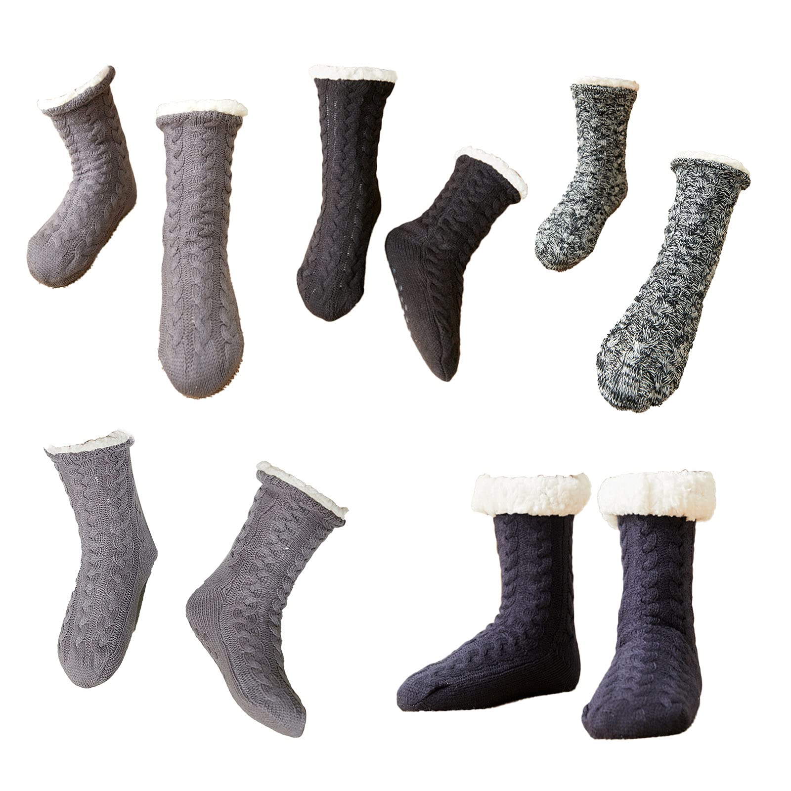 Herren Hausschuh-Socken – Flauschig Gefüttert, Rutschfeste Sohle, Einheitsgröße