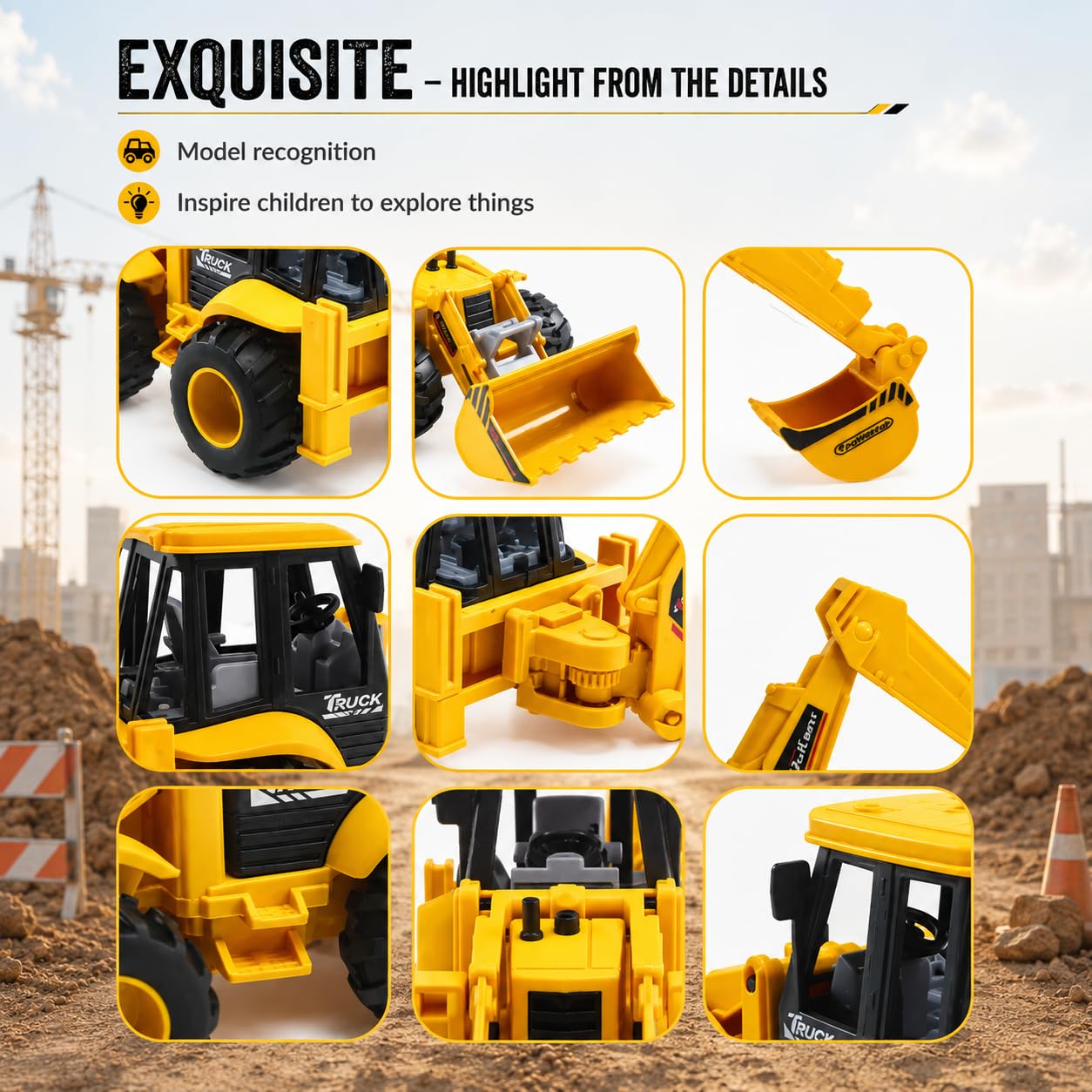 JCB Bulldozer Excavator Toy - Kids Construction Vehicle -4 JCB Bulldozer Excavator Toy - Kids Construction Vehicle -4