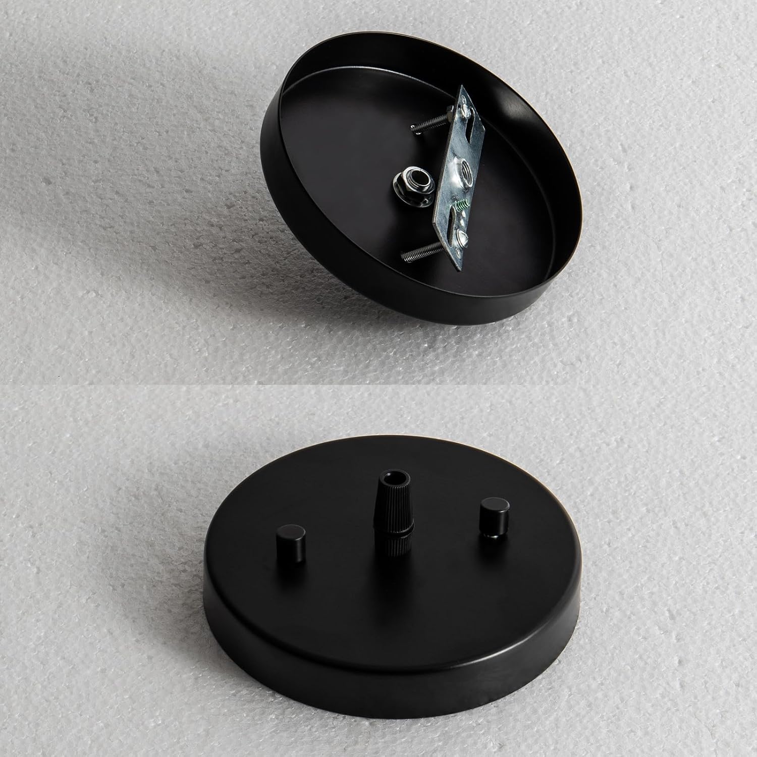 2 Pack 5 1/8 Inches Canopy Kit for Ceiling Light,Single Pendant Light Plate Cover with All Mounting Hardware, Light Canopy Kit for Easy Installation (Black)