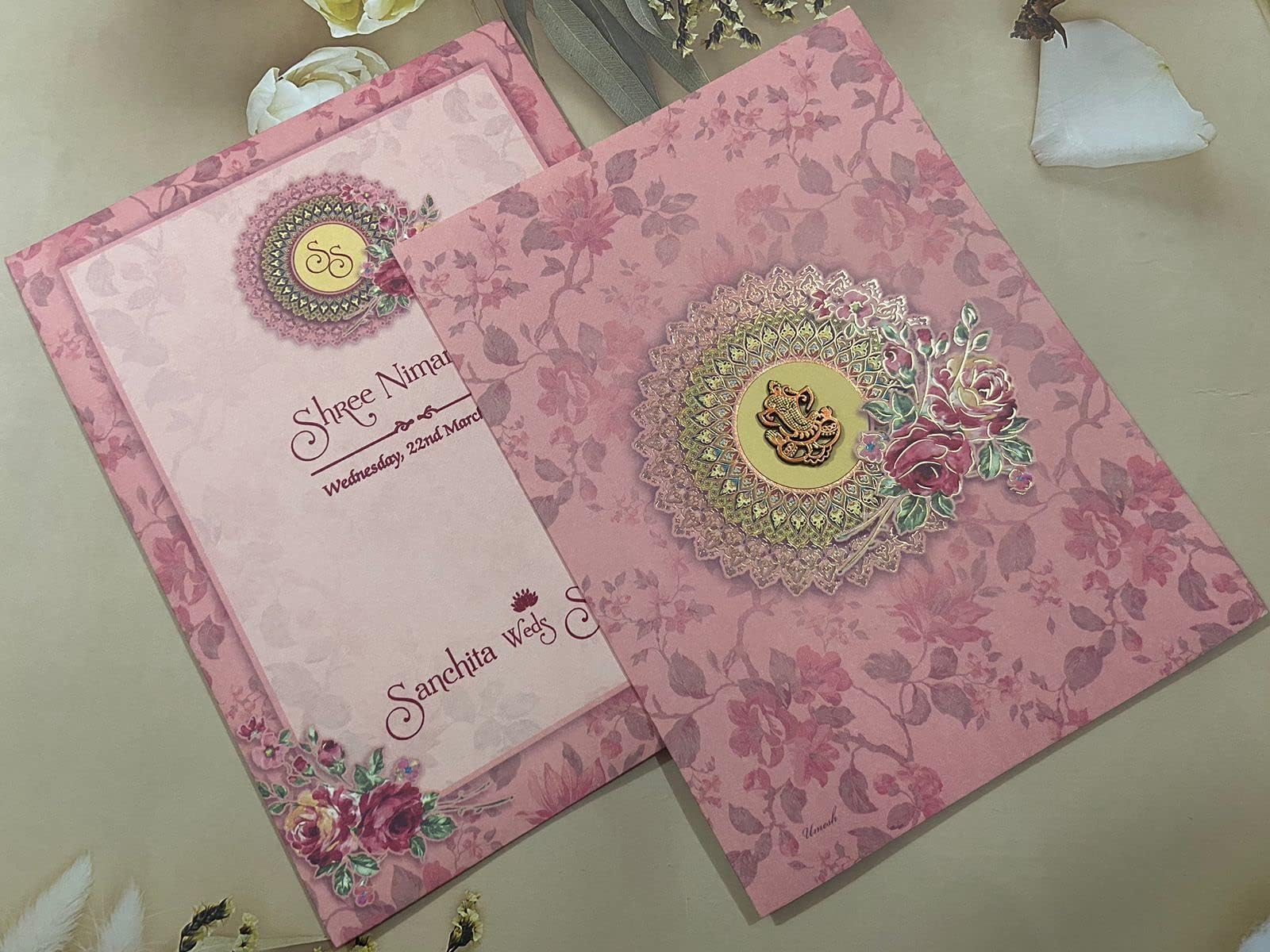 DAKSH ENTERPRISE D Designer Premium Wedding Invitation Cards Suitable for Marriage Parties Birthday (Pack of 100) M16