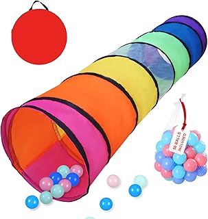 Kids Play Tunnel for Toddlers with 50 Balls,Pop Up Crawl Through Tunnel Play Tent for Baby Infant Children or Pet,Indoor &...