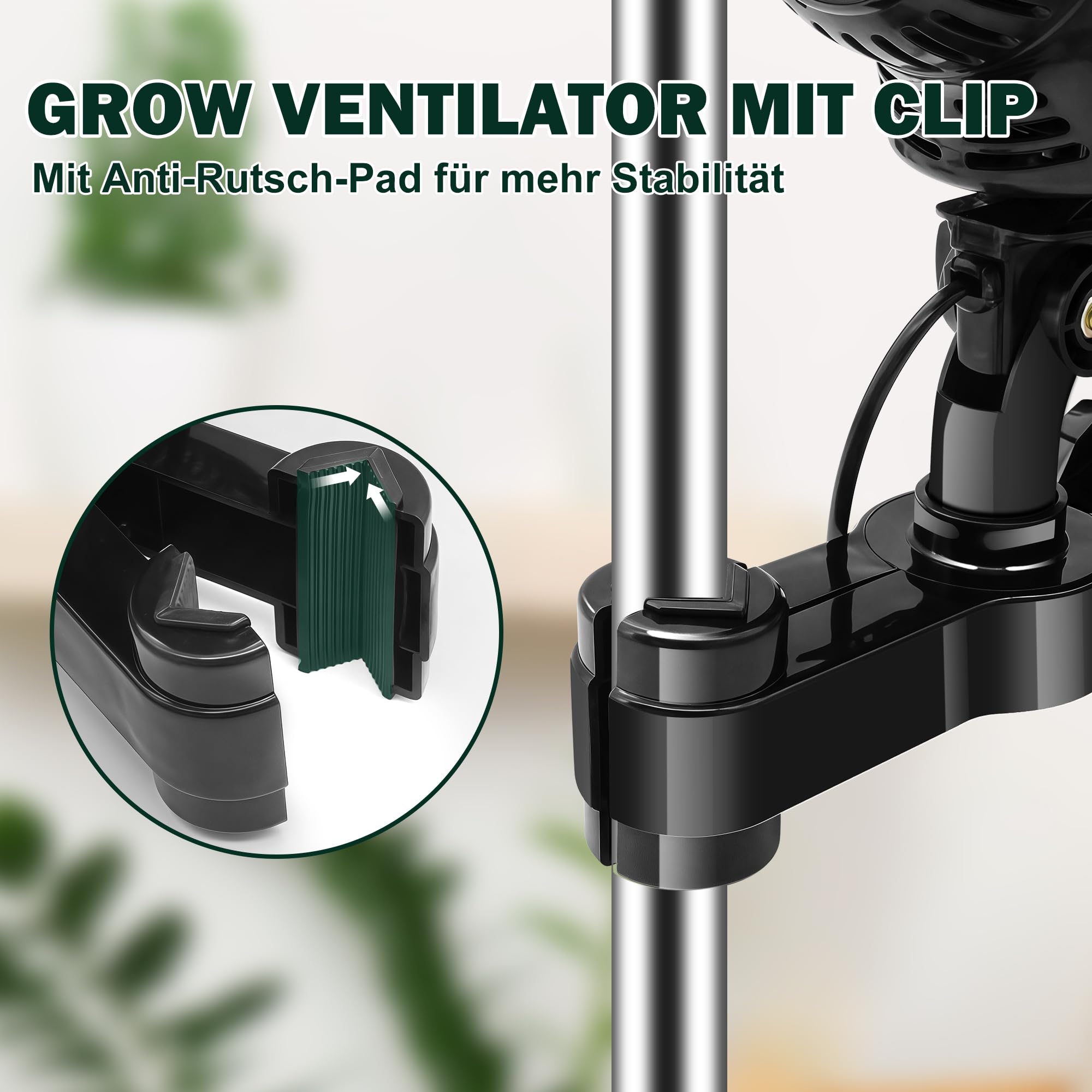 2 Stück Grow Ventilator mit Clip Oszillierend, 25W Clip Ventilator mit 2 Geschwind, Schwenkbar Grow Lüfter