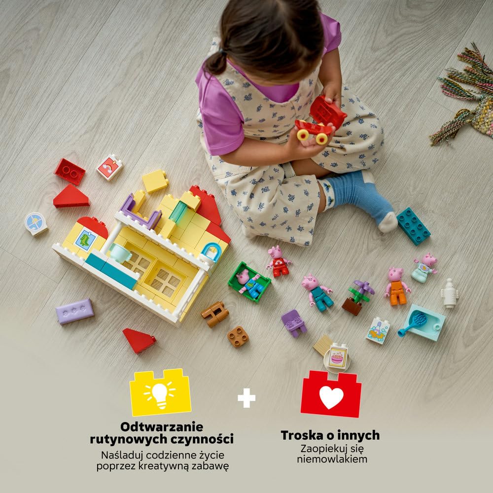 LEGO DUPLO Dom rodzinny 10467 | domek dla dzieci, klocki dla 2-latka, prezent dla dziewczynki i chłopca 2+, rodzinna zabawa, 84 elementy