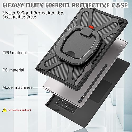 Miniatura 3 de Funda para Galaxy Tab S8 Ultra de 14.6 pulgadas, S8 Ultra Tablet Funda de 14.6 pulgadas, Funda protectora a prueba de golpes con rotación de 360 y