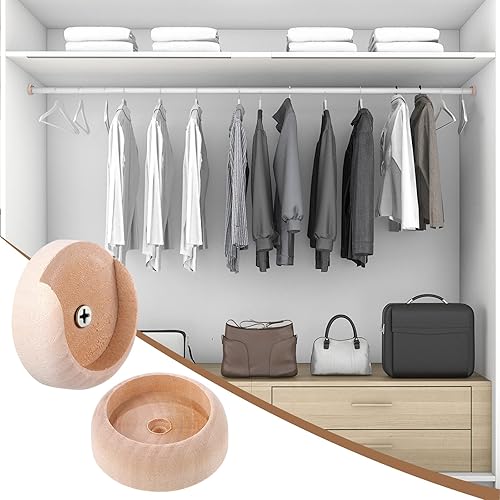 Miniatura 5 de Juego de 40 soportes de barra de armario de madera para armario, soporte de barra de armario con tornillos para armario, barra, armario, pasillo,