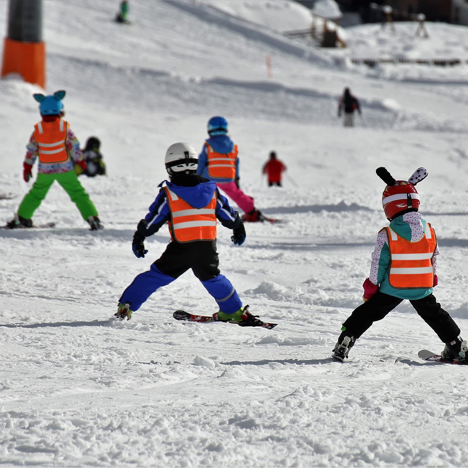 Geyoga 10 Pieces Reflective Kids Safety Vest Child Safety Visibility Vest Children Protective Clothes for Boys Girls Cycling Skiing Skateboarding Runner (Orange)