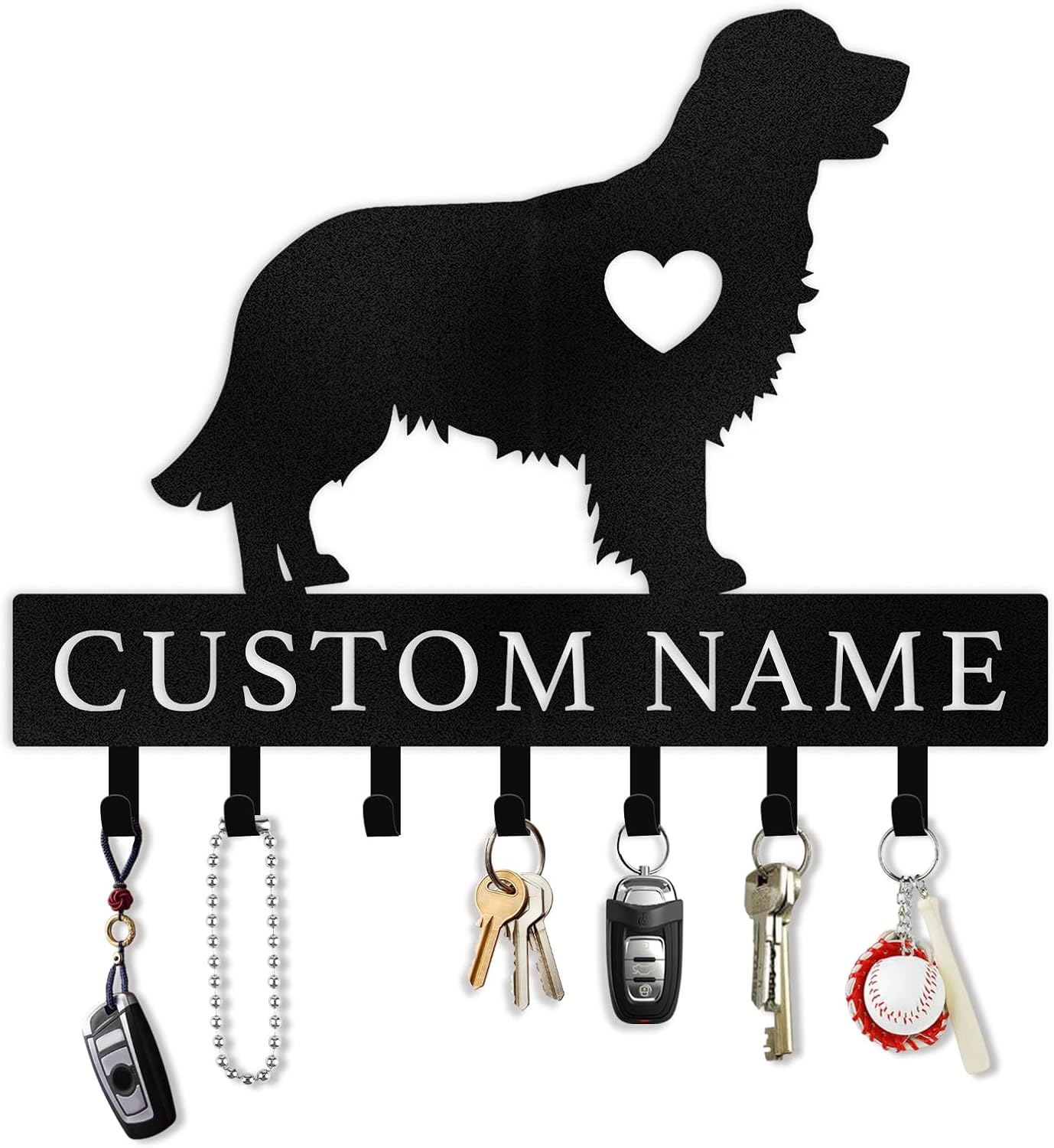 Dyoart Personalized Hanging Key Holder for Wall, Custom Name Metal Dog Leash Holder for Wall, Doggy Design Key Hanger Wall Mount, Key Rack Organizer for Gift Entryway Hallway