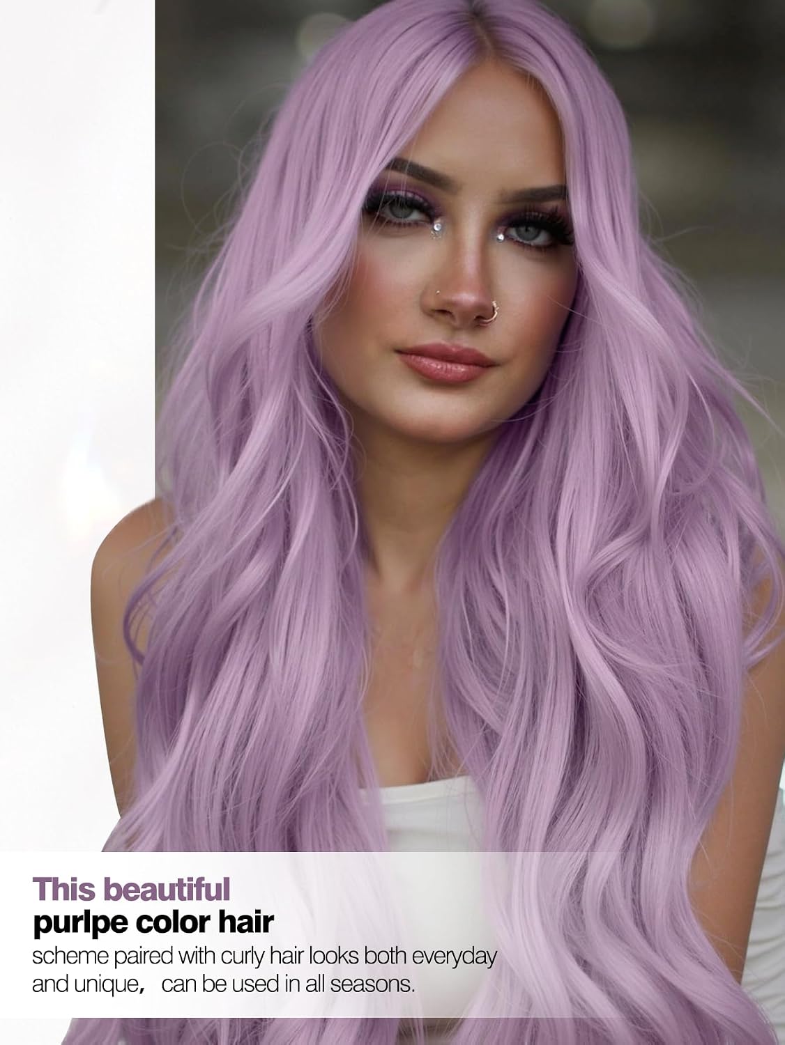 Quantum Love Long Curly Wig for Women Long Wavy Light purple Wigs 28 Inch Natural Looking Purple Synthetic Fashion Color Hair for Cosplay Halloween Daily Party Use