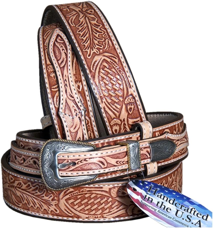 Brown Leather Gun Holster Work Belt by Hilason