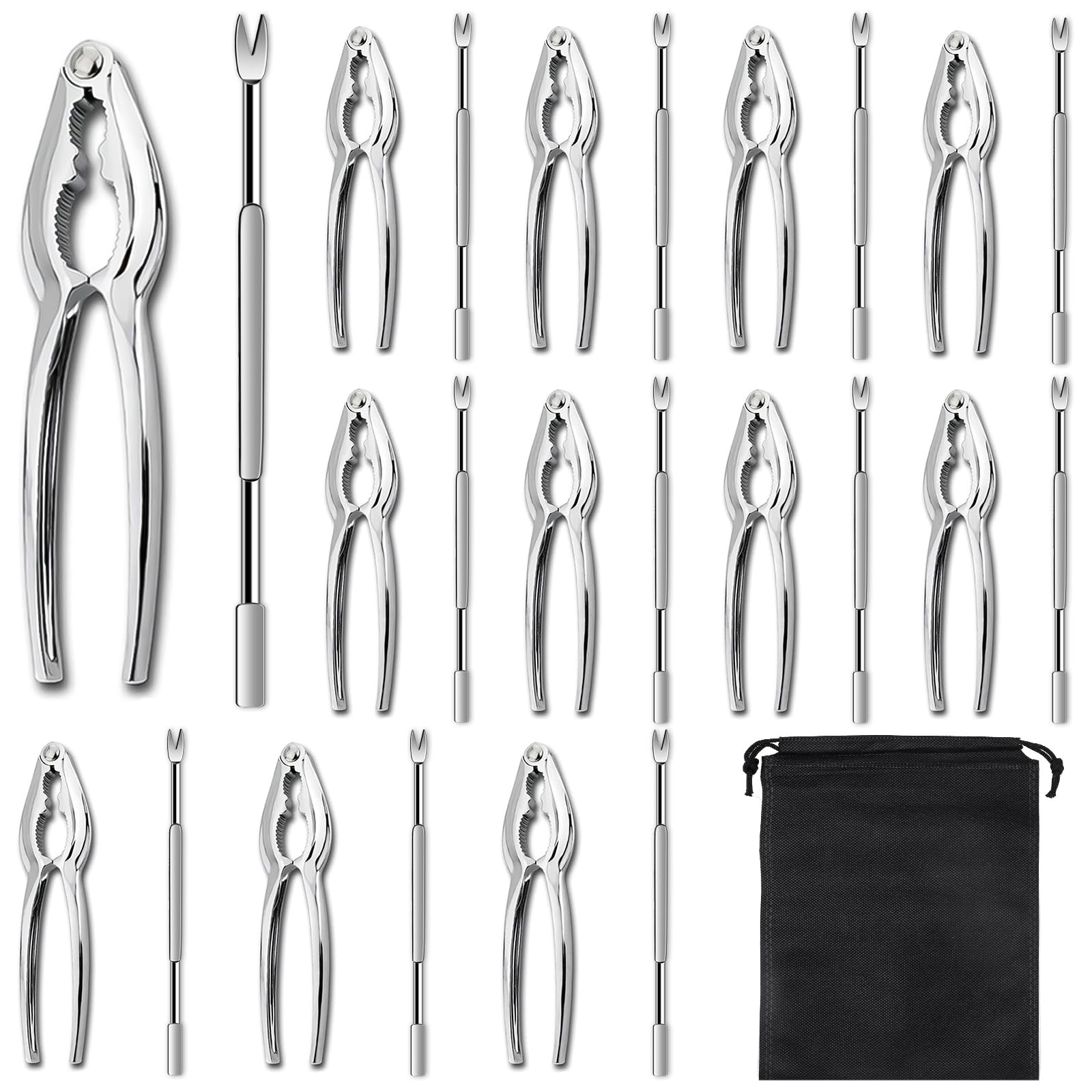 KXCOFTXI 24 Pcs Crab Leg Crackers Set, 12 Nut Crackers, 12 Stainless Steel Forks, Shellfish Crackers and Tools for Seafood Boil Party Supplies, Dishwasher Safe
