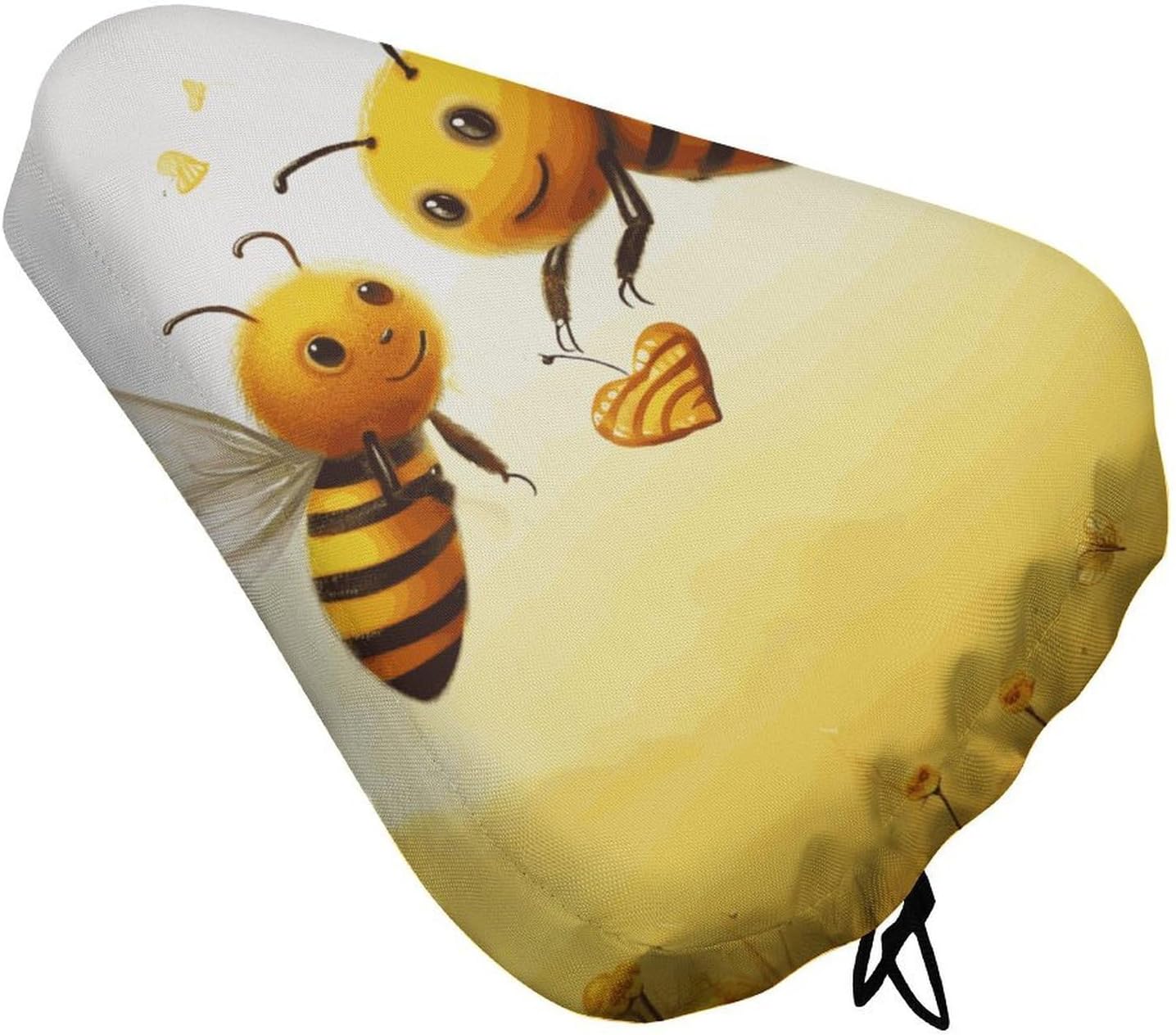 Soft Padded Bee Love Honey Bike Seat Cover, Waterproof Comfort Cushion for Men Women with Drawstring, Extra Wide Stationary Bike Seat Cushion Fit for Bicycle Mountain Exercise Road Bikes