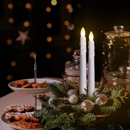 Miniatura 6 de Velas LED sin llama para ventana con temporizador remoto, 7.9 pulgadas, funciona con pilas, llama parpadeante flotante, candelabro extraíble negro y