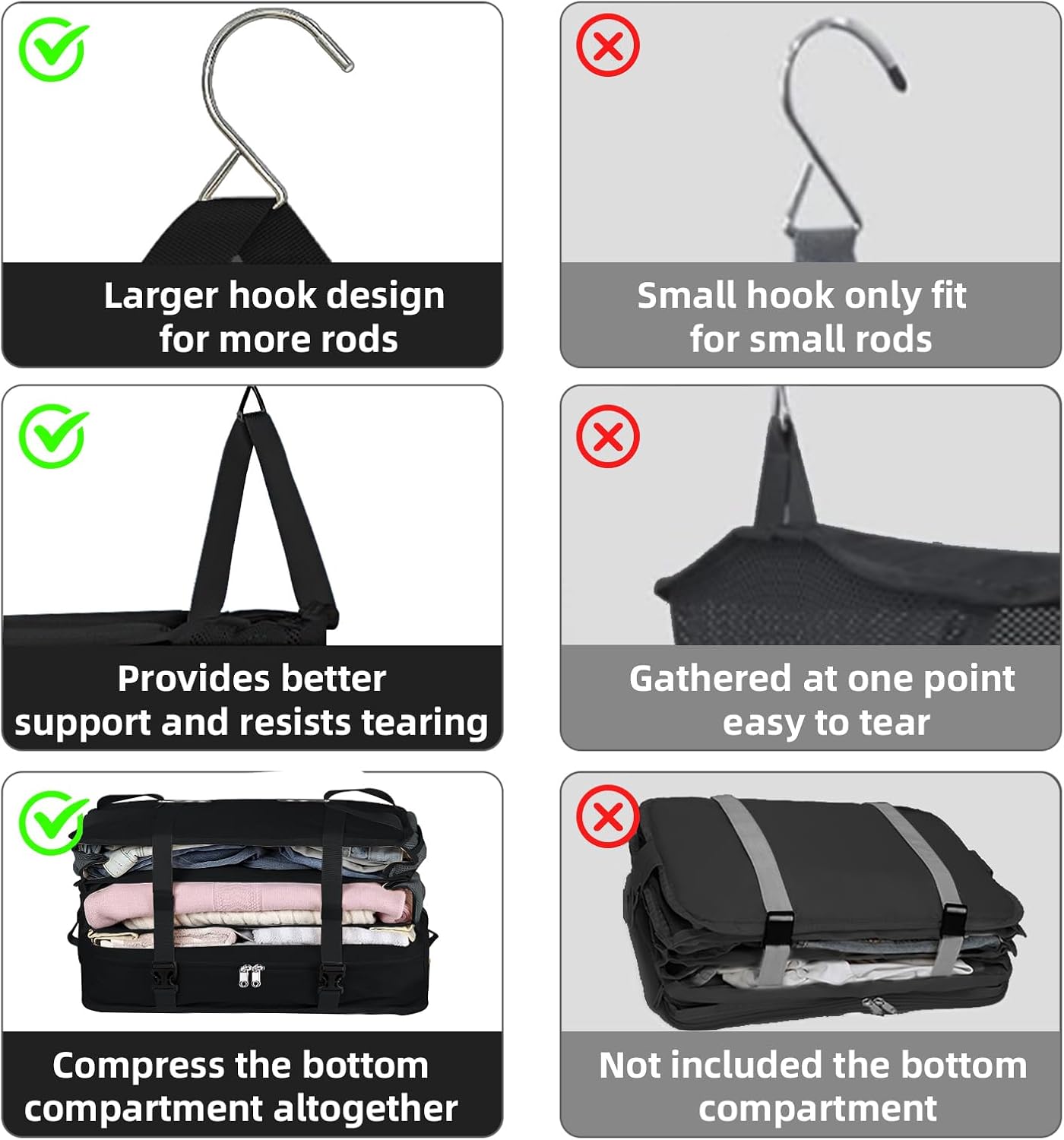 Bukere Hanging Travel Packing Shelves for Luggage Suitcase, Portable Cube Bag Organizer, Travel Essentials, Compression Closet Storage Organizer, X-Large Capacity - Image 5