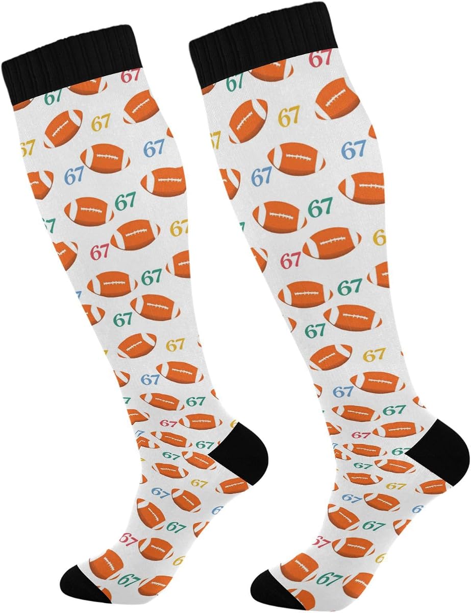 Wusikd Rugby 67 Calcetines de compresión para mujeres y hombres Calcetines largos de circulación para correr atlético 1