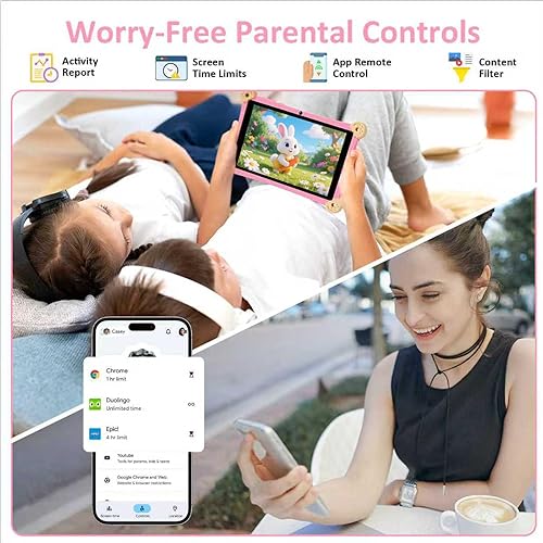 Miniatura 3 de Topsand Tablet Android 13 de 8 pulgadas para niños (rosa)