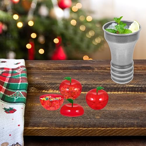 Miniatura 5 de Angoily 8 recipientes de plástico para manzanas, contenedor de manzana roja, caja de dulces de manzanas de Navidad, decoraciones de bolas de árbol