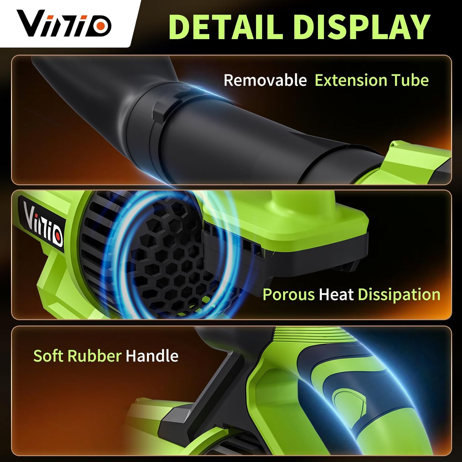 Vinid Leaf Blower Cordless, 8000mAh Longest Runtime Blower, 32,000 RPM, 710 CFM, with 2×4.0Ah Batteries & Fast Charger, Lightweight, 3 Speed Modes, for Lawn, Patio, Car, Snow