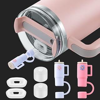 Upgraded Silicone Spill Stopper Set for Stanley Quencher H2.0 FlowState 30oz/40oz, Tumbler Cup Accessories, Including 2 Straw Cover Cap, 2 Square Spill Stopper and 2 Round Leak Stopper (H2.0-6PCS)