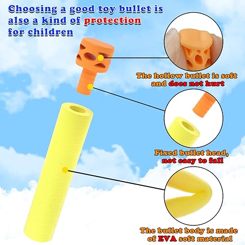 Miniatura 10 de EKIND 100 piezas de 2,83 pulgadas diseño hueco TPR dardos de cabeza suave rellenos de espuma tipo bala para armas Nerf N-strike Elite, Azul claro