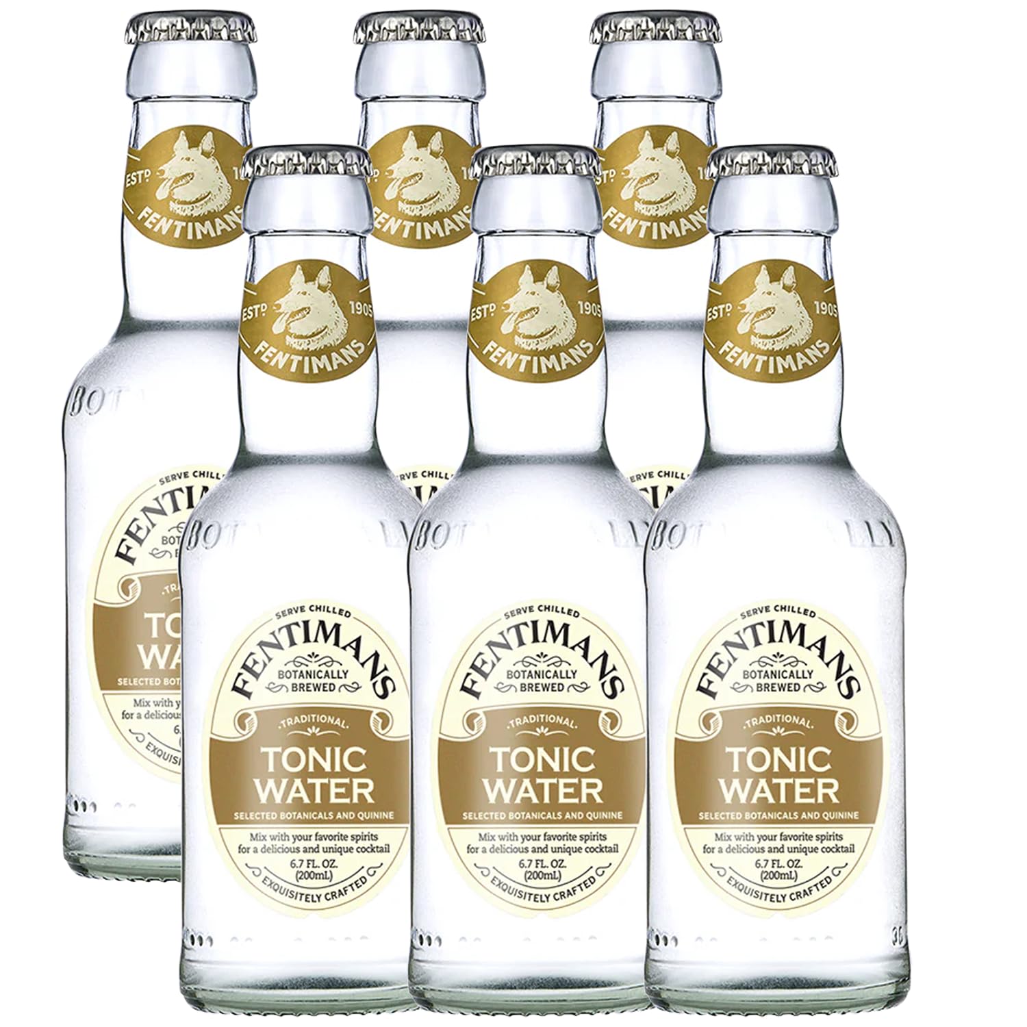 Fentimans Botanically Brewed Natural Tonic Water, 6.7 fl oz Bottles – Premium Mixer for Cocktails & Refreshing Drinks