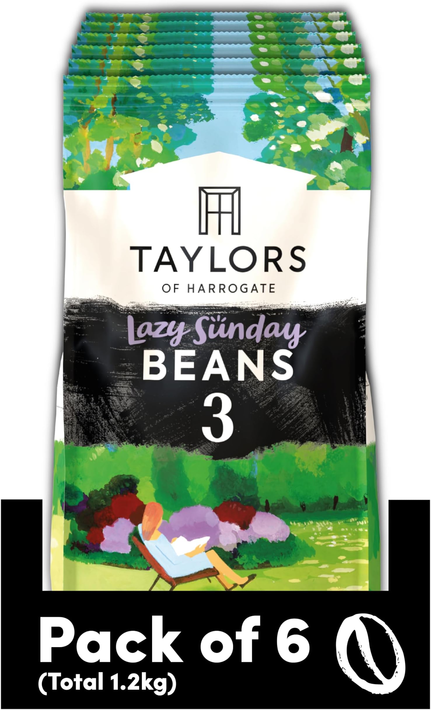 Lazy Sunday Coffee Beans, 200 g (Pack of 6 - Total 1.2kg)