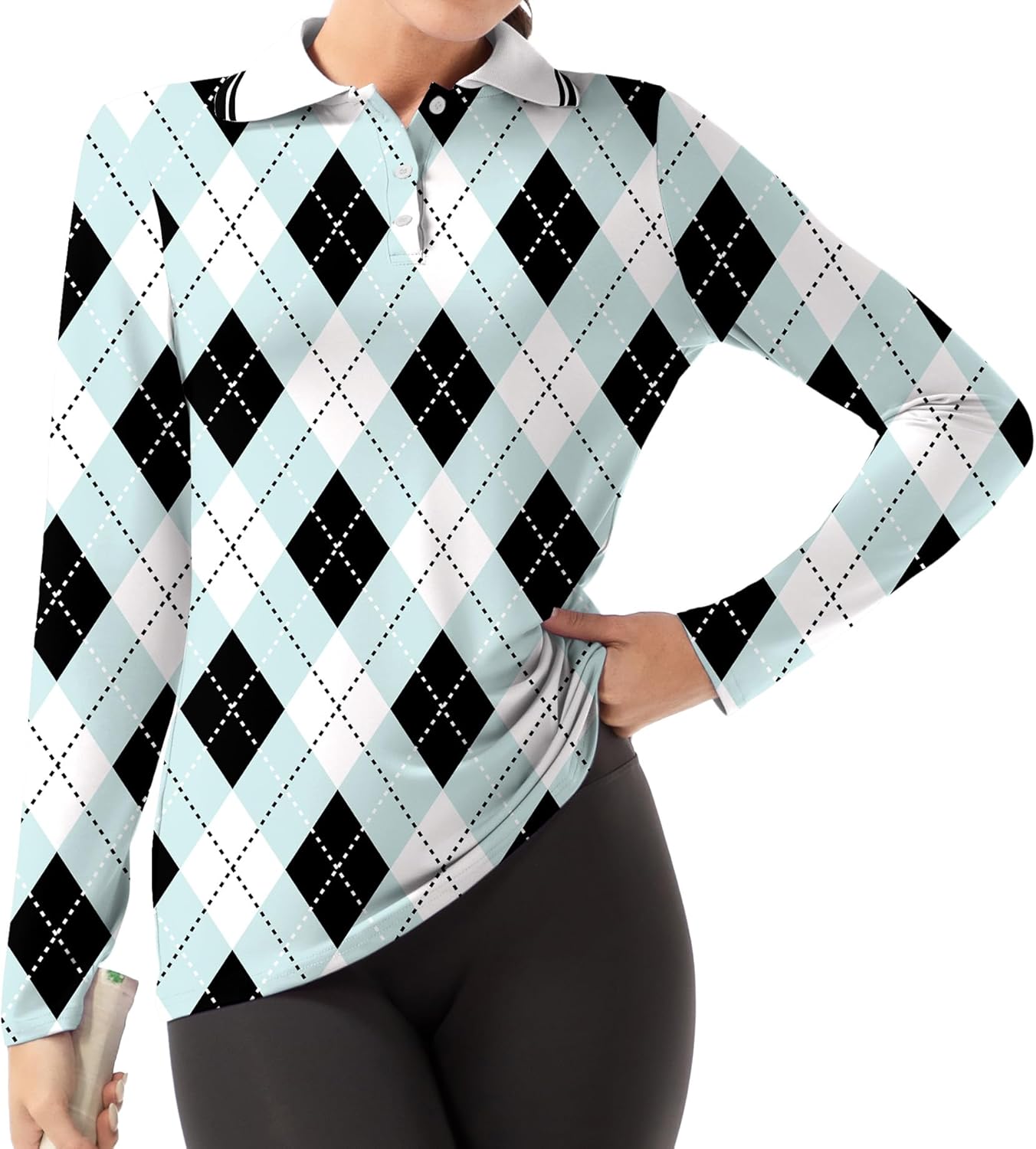 Women's Golf Polo Shirts Long Sleeve Workout Tops UPF 50+ Sun Protection Quick Dry Lightweight Active Tennis Shirts