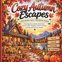 Cozy Autumn Escapes Relaxing Fall Coloring Book Featuring Cozy Cabins, Rainy Days, Warm Caf s, Pumpkins, Forest Retreats and Peaceful Autumn Scenes
