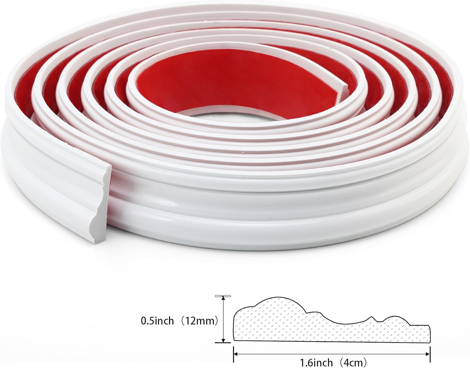 Peel and Stick Wall Molding Trim, Flexible Strip for Mirror Frame, Chair Rail Moulding, Wall Protection and Home DIY Decoration (118'' x 1.6'')
