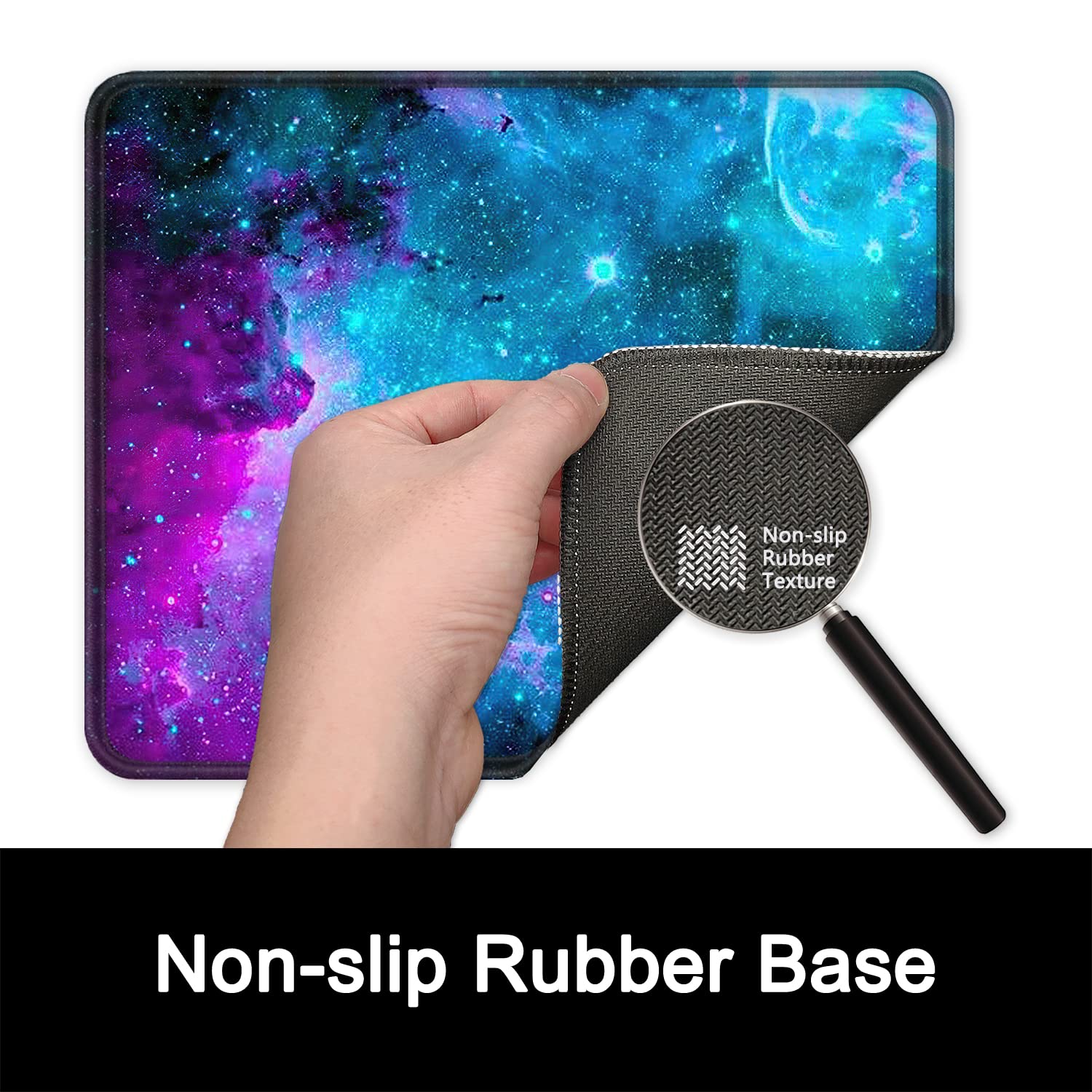 ITNRSIIET Mauspad mit Rutschfester Gummiunterseite, genähter Rand, Premium-strukturiert, wasserdichtes Gaming-Mauspad für kabellose Maus, Computer, Laptop, Büro, 260 x 210 mm, Nebula Galaxy - 4
