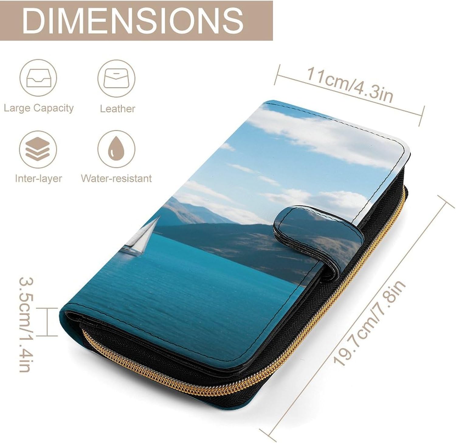Mountains in The Distance Above The Lake Travel Wallet for Men & Women RFID Blocking Card Organizer Credit Card Holder Large Capacity