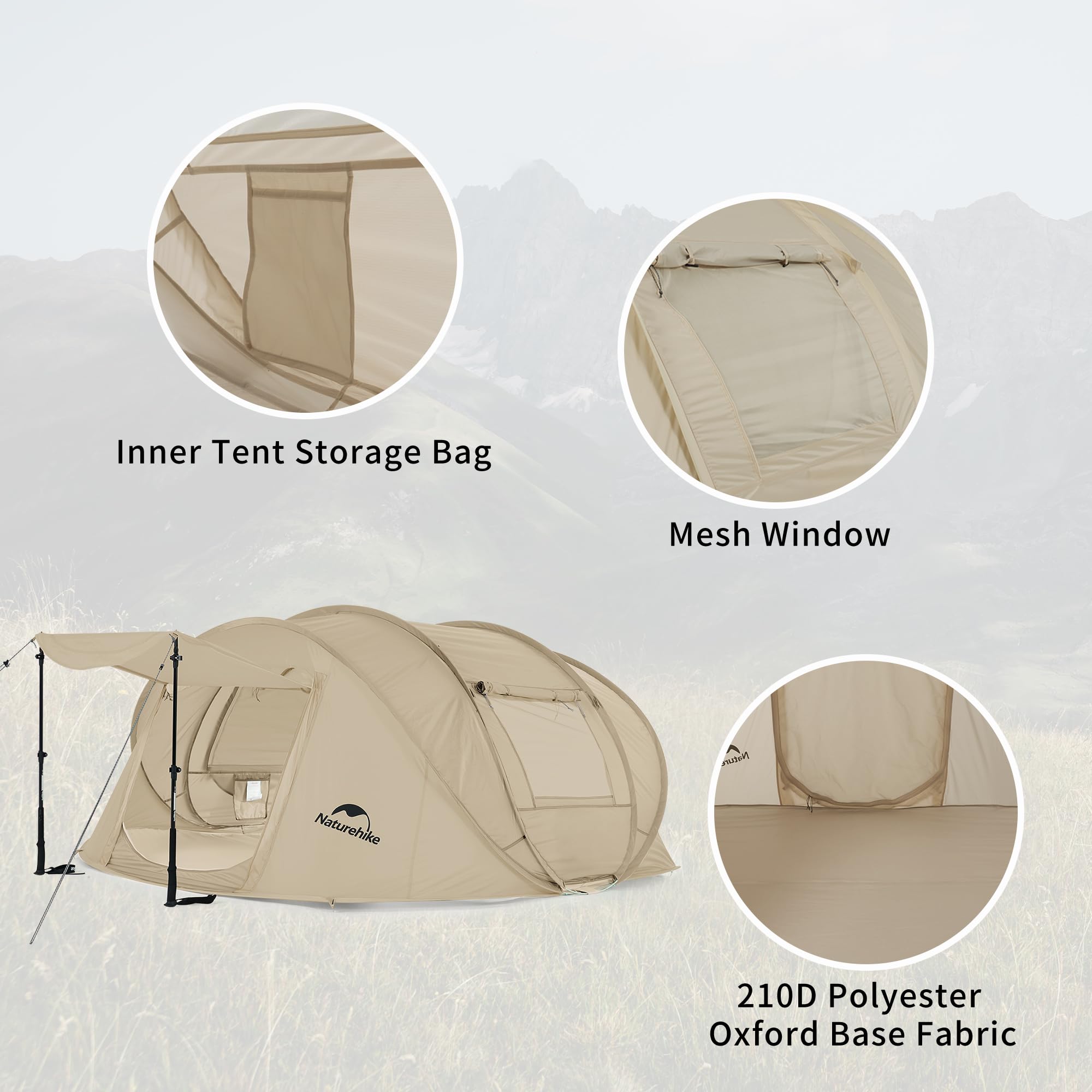 Tente Camping Familiale 3-4 Personnes Ultralégère (3,5 Kg) - Imperméable 2000 Mm, Dôme Aluminium | 3-4 Saisons, Randonnée - 8