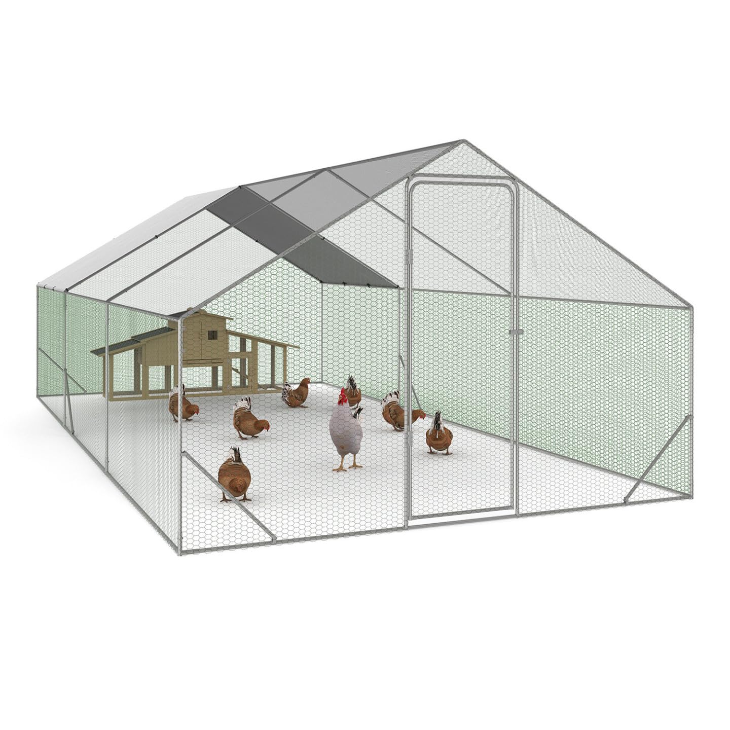 IDMarket - Enclos poulailler 18 m² Parc grillagé 6x3 M Acier galvanisé