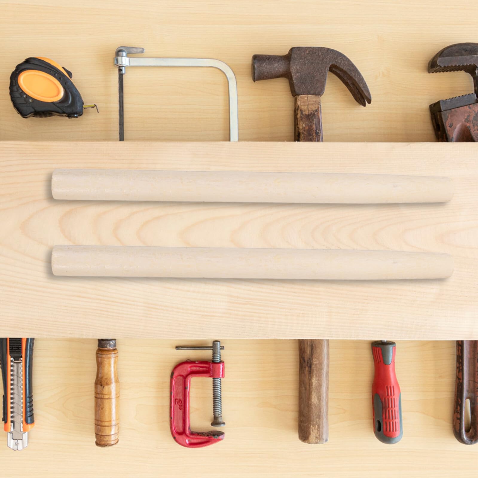 Levemolo 6 Stück Holzgriff für Gartengeräte Holzstiele Ersatzgriff für Beil Schaufel Hacke Vielseitig Einsetzbar Handermüdung