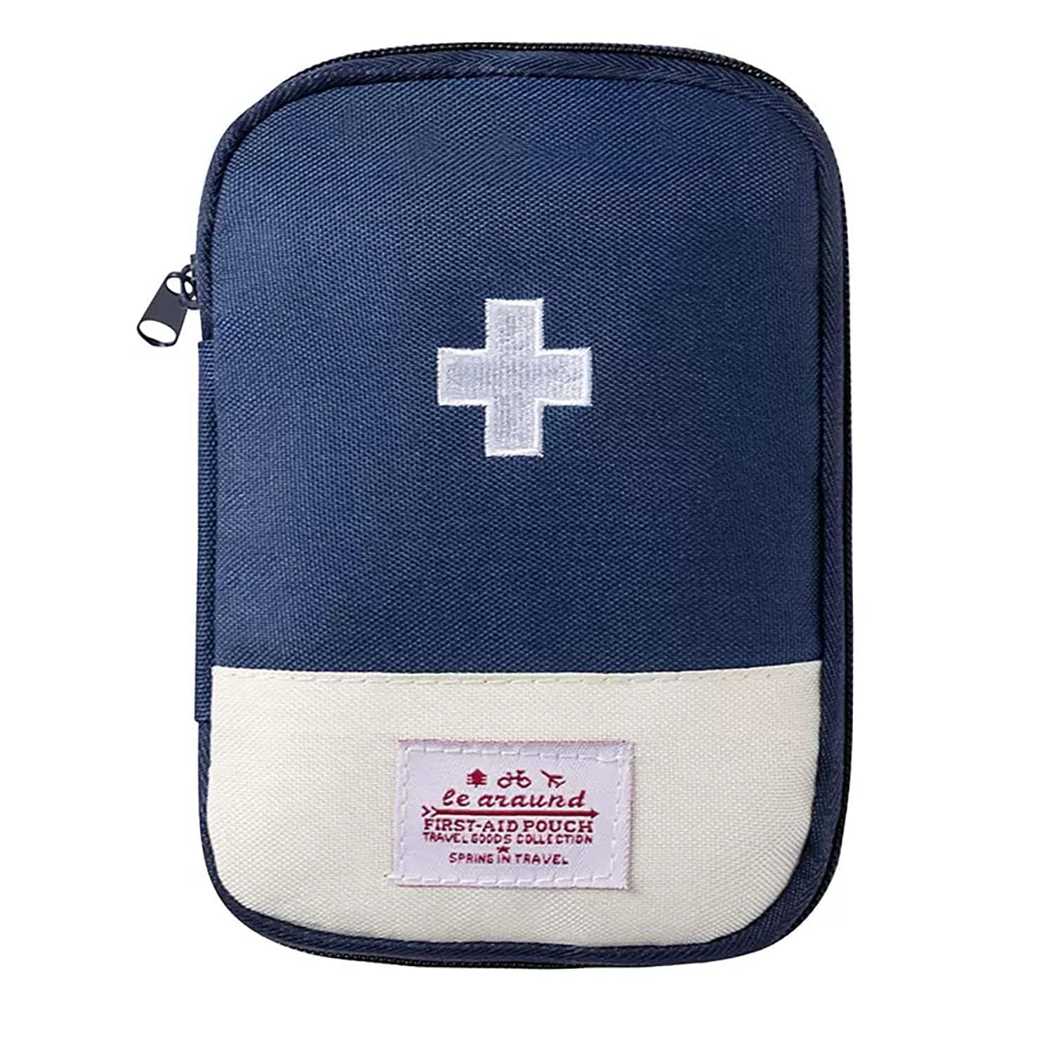 Polyester Travel Mini First Aid Pouch | Emergency Survival Toiletry Kits | Pill Organiser for Outdoor, Home, Office, Car (Blue)-image-17