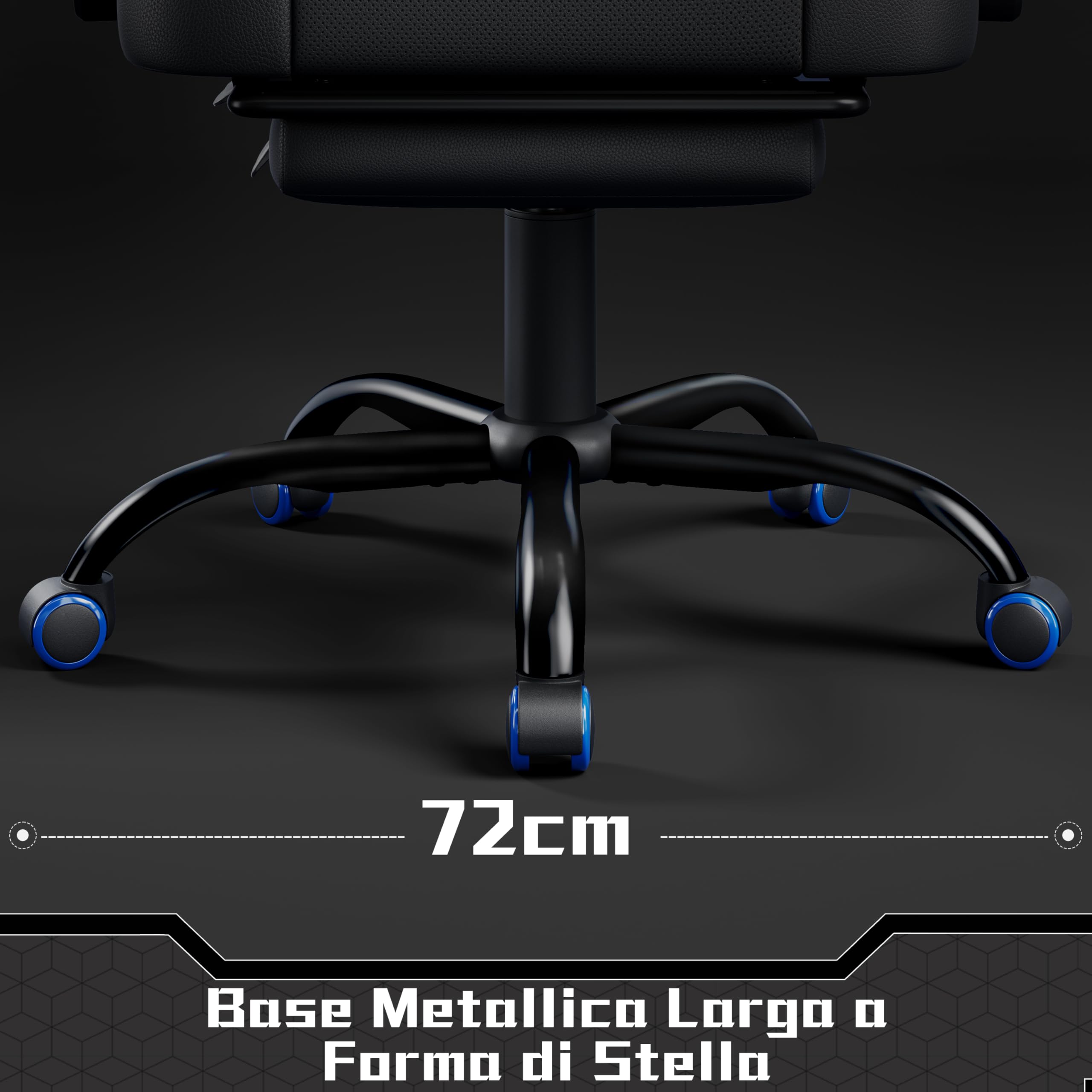 Yaheetech Sedia da Gaming Ergonomica con Cuscino Massaggio Lombare, Schienale Reclinabile e Poggiapiedi Estraibile, Sedia da Ufficio Girevole con Braccioli Imbottiti e Poggiatesta Rimovibile (Blu)