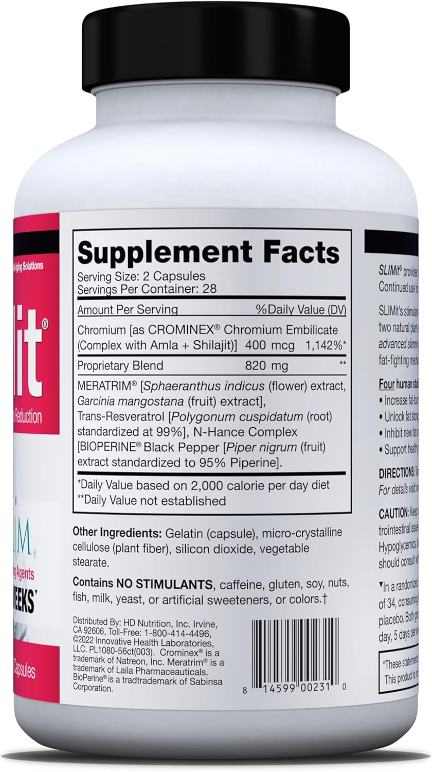 HEALTH DIRECT - SLIMit with Meratrim - Natural metabolic for Women & Men - Targets Fat Cells, Supports Metabolic Health - 56 Capsules