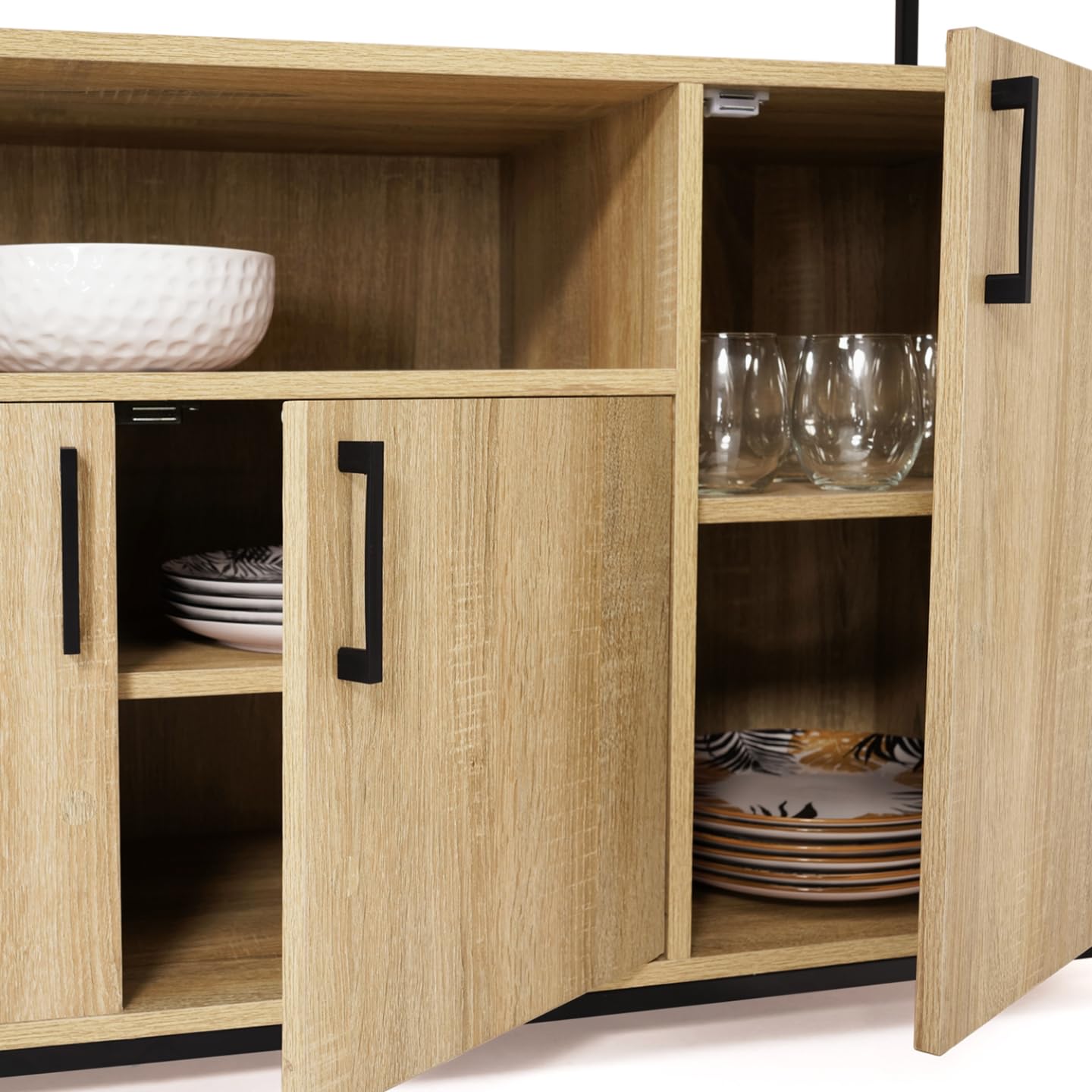 IDMarket - Buffet 4 Portes 140 cm Detroit avec Niche Design Industriel
