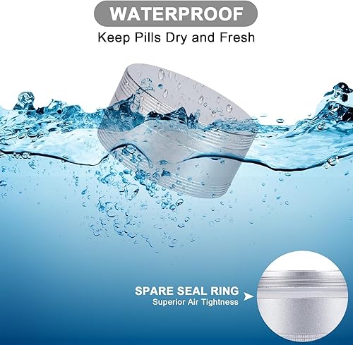 Miniatura 5 de Pastillero de metal para bolsillo de bolso, pastillero impermeable, pastillero diario, organizador de medicamentos portátil para píldoras,