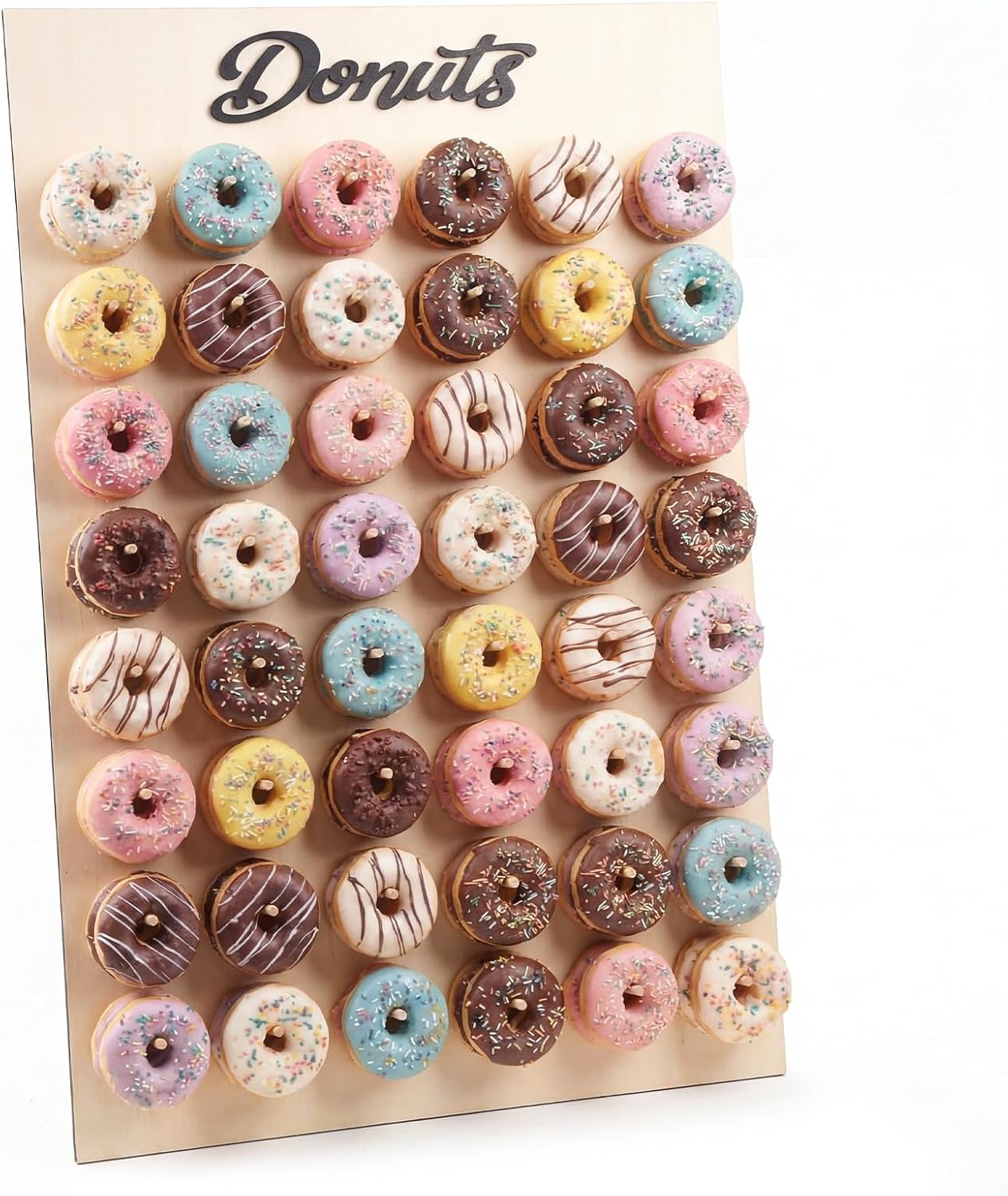 39.4" x 26" Extra Large Donut Wall Display Stand for 96 Donuts, Solid Wood Donut Wall Board for Wedding, Baby Shower, Birthday Party, Dessert Table Decorations