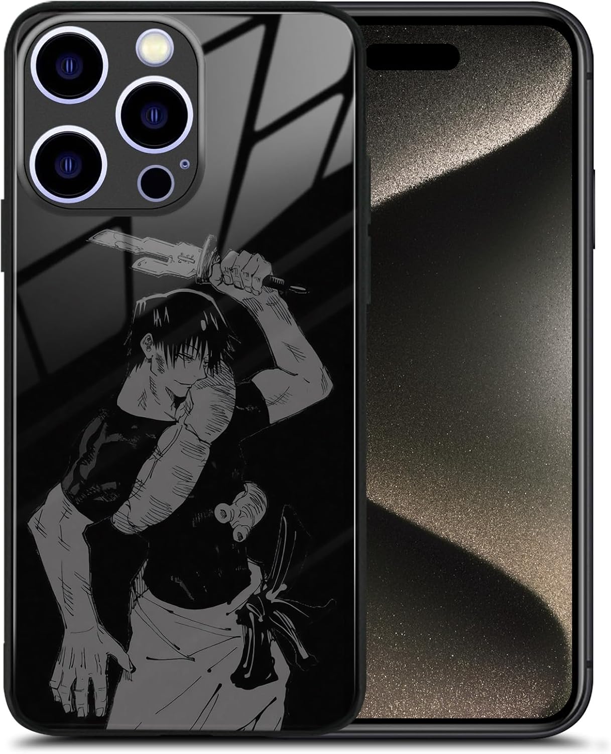 Anime Manga Case for iPhone 15 Unique Artwork Design Glossy Tempered Glass Silicone Shockproof Phone Shell - Image 6