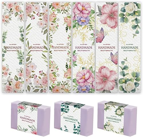 PH PandaHall 90 unidades de cintas de etiquetas hechas a mano, 9 estilos de acuarela botánica con borde botánico, etiquetas de jabón de flores