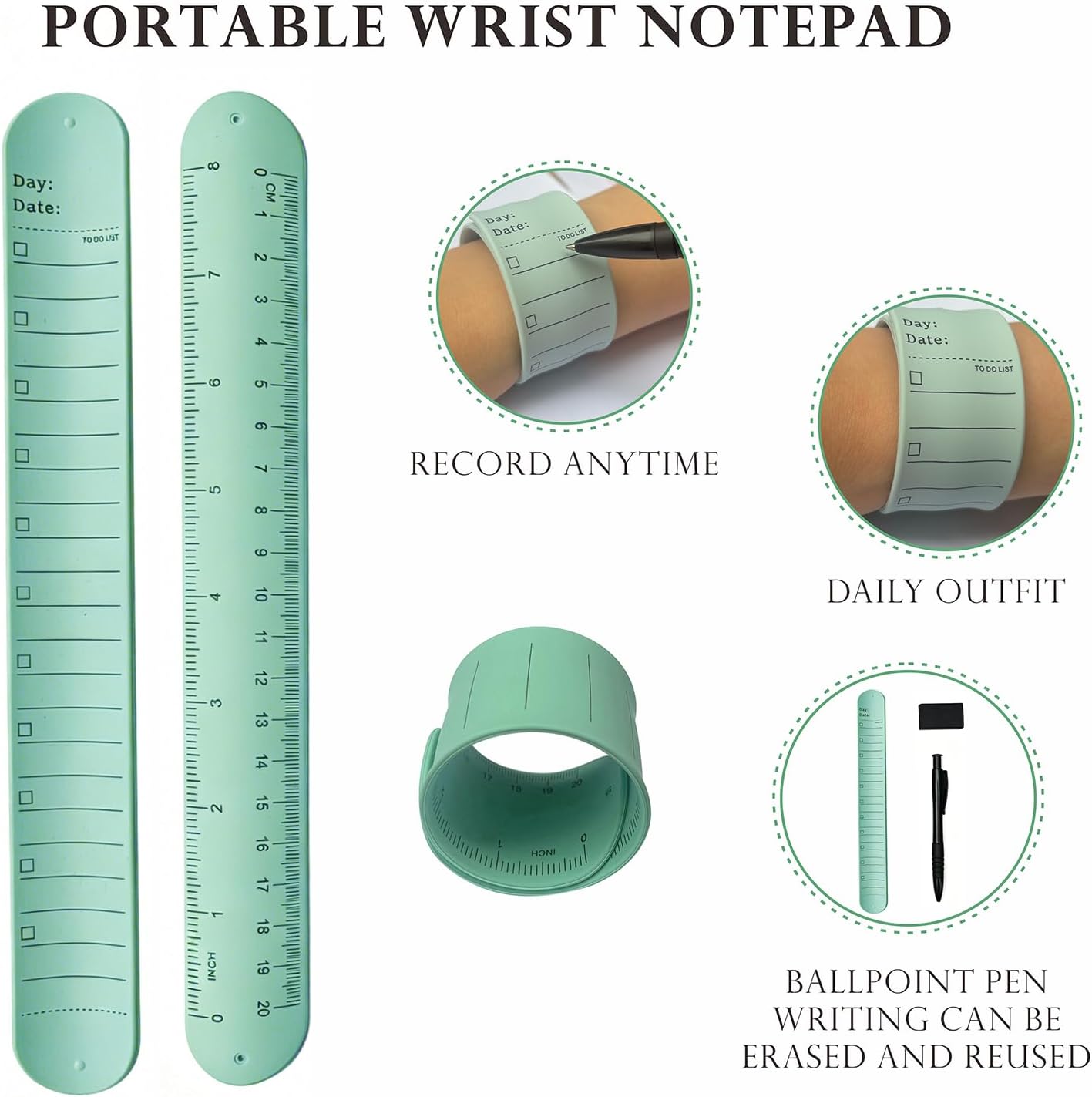 6Pcs Reusable Wrist Memo 9.37x1.18in Erasable Notepad for Most Users image 4