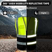 Vista 6 de BeautyWill Chaleco de seguridad con logotipo personalizado, Hi Vis Clase 2, chaleco reflectante de construcción unisex con 5 bolsillos